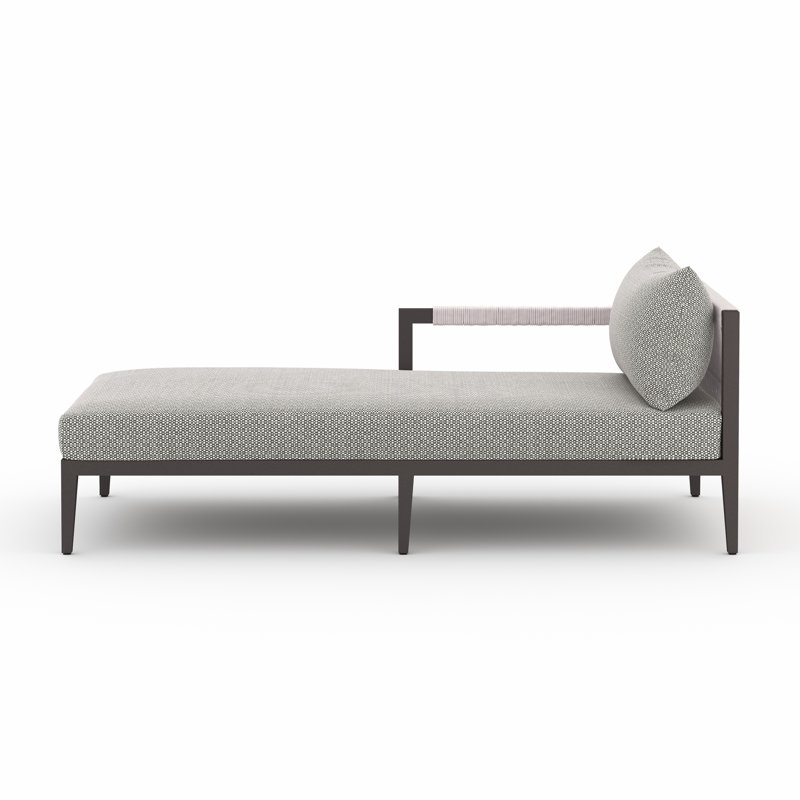 Sherwood Outdoor Teak Chaise Lounge, Ash, Black/Gray