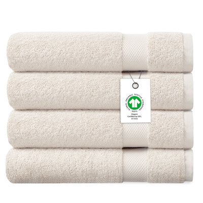 Ensemble de draps de bain en coton biologique certifié GOTS & OEKO-TEX de 4 - 650 g / m², à longues fibres, moelleux, à séchage rapide et absorbant, 36 po x 70 po