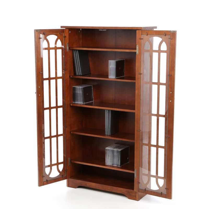 Window Pane Media Cabinet  Black, Oak