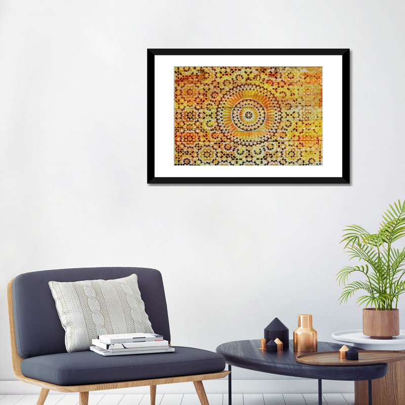 Impression sur toile, motif de bois indien, H 16 po x l 24 po x P 1 po, Papier d'art encadré noir, Blanc