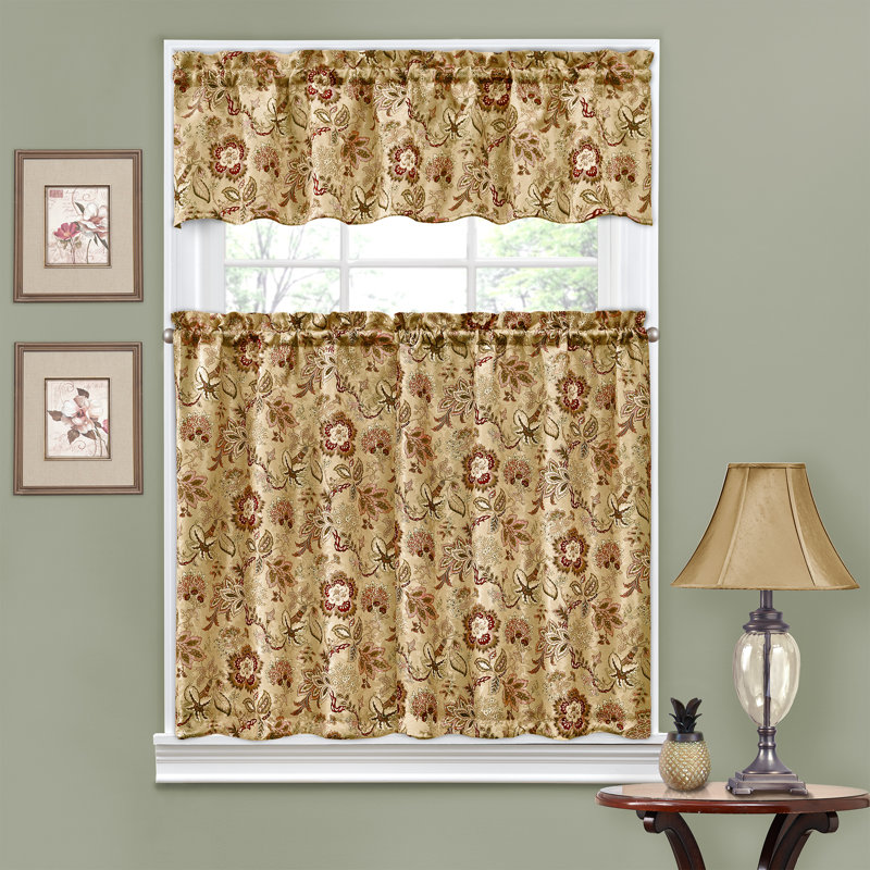 Waverly Navarra Antique 100% Polyester Jacquard Weave Tier & Valance Set