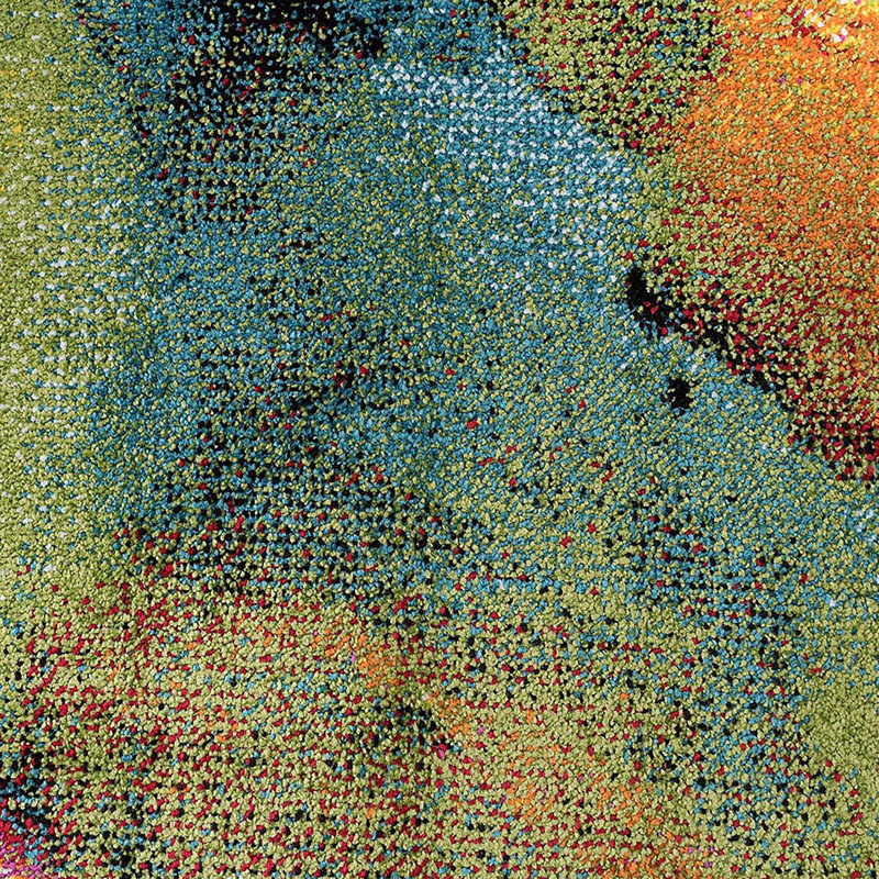 Kayaan Abstract Crimson/Aqua Area Rug, Rectangle 5'3" x 7'3"