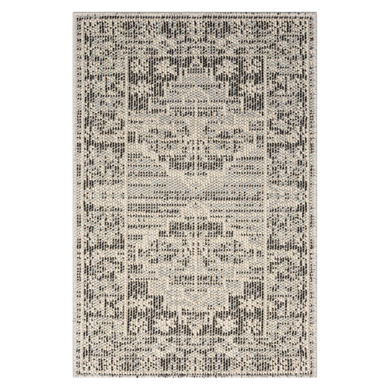 Tapis performance tissé à la machine Magel - Heriz, gris, Rectangle 6 pi 7 po x 9 pi 4 po