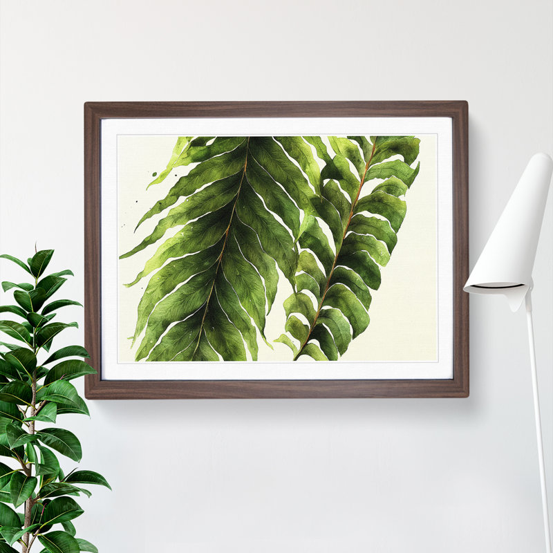 XH1022-9831X Fern Leaf Vol.3 1 Piece Single Picture Frame Wall Art, 25cm H x 34cm W x 2cm D, Walnut Framed