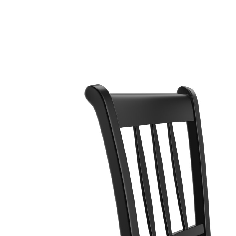 Chaise d'appoint à dossier à lattes en bois massif noir, 4
