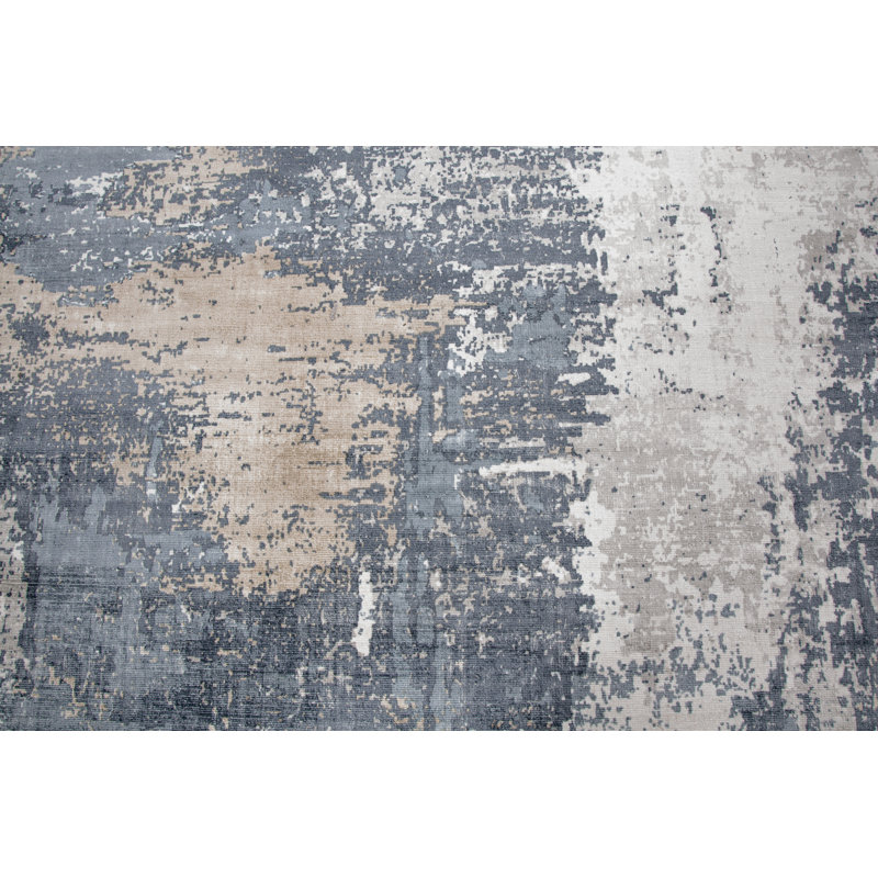 Abstract Area Rug in Blue, Rectangle 8' x 10'