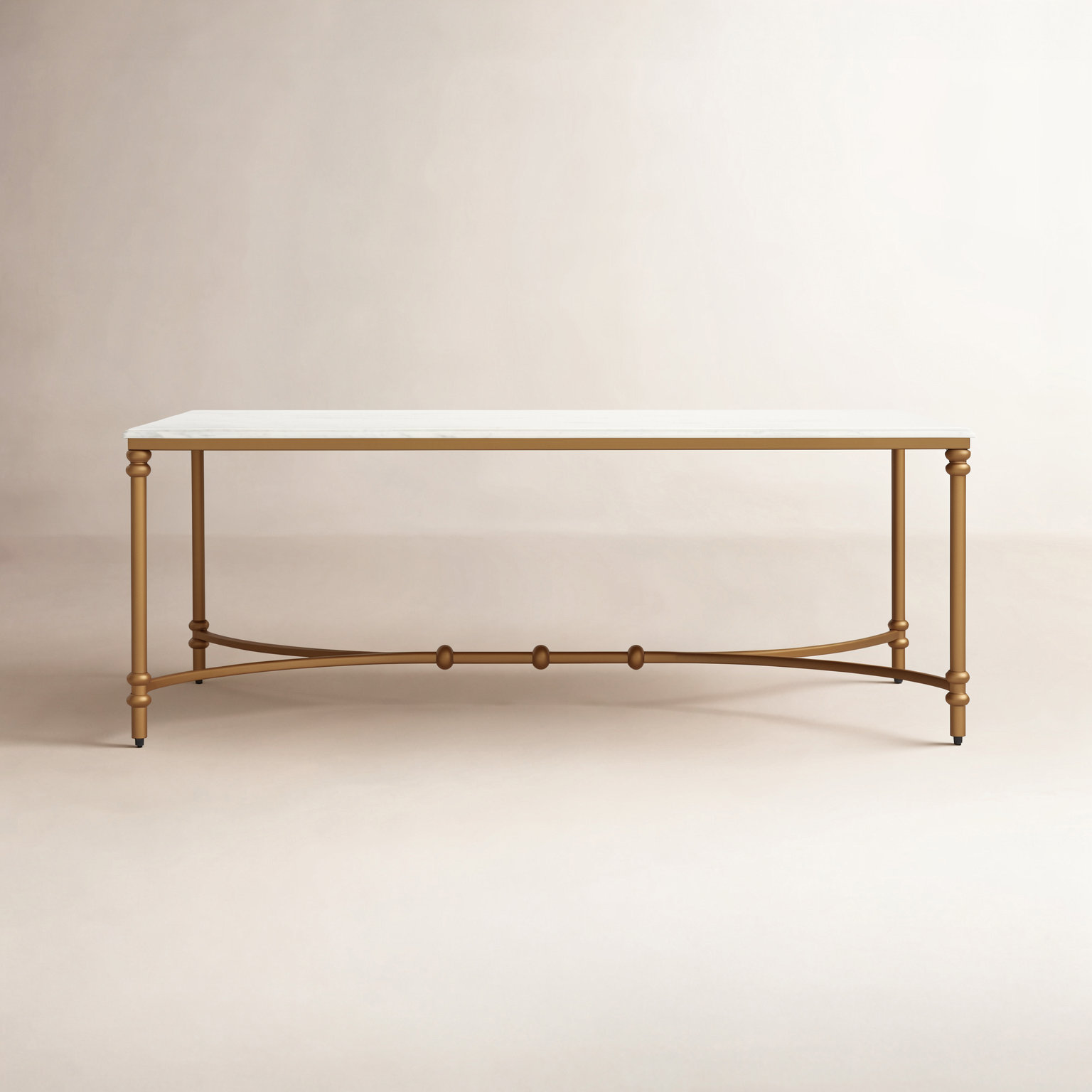 Timmons 48" Genuine Marble Coffee Table, Gold 