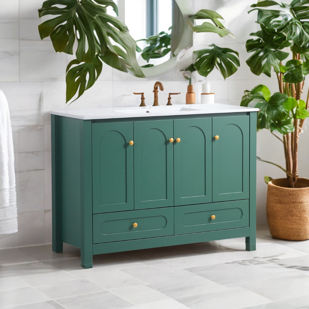 Mercer41 48 Inch Bathroom Vanity Set with Ceramic Sink Combo, Soft ...