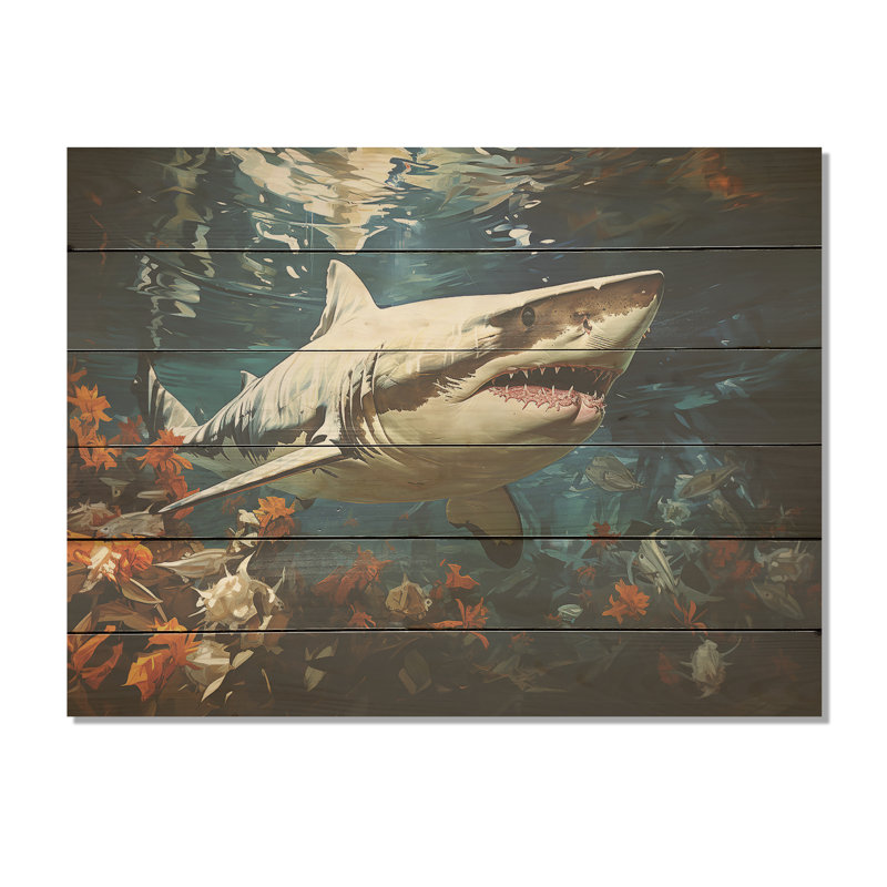 Requin Ballet, peinture sur bois de pin, H 10 po x l 20 po