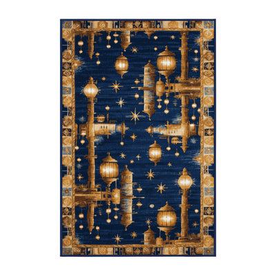 Washable Harbor lights Nautical Area Rug