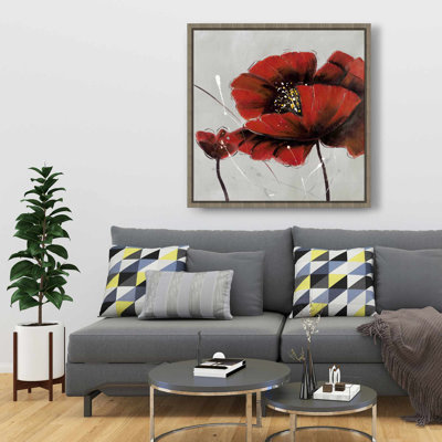 Red Poppy Flowers - Botanical Contemporary, toile encadrée