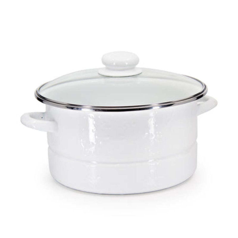 Solid Black 6 qt Stock Pot, Solid White Textured