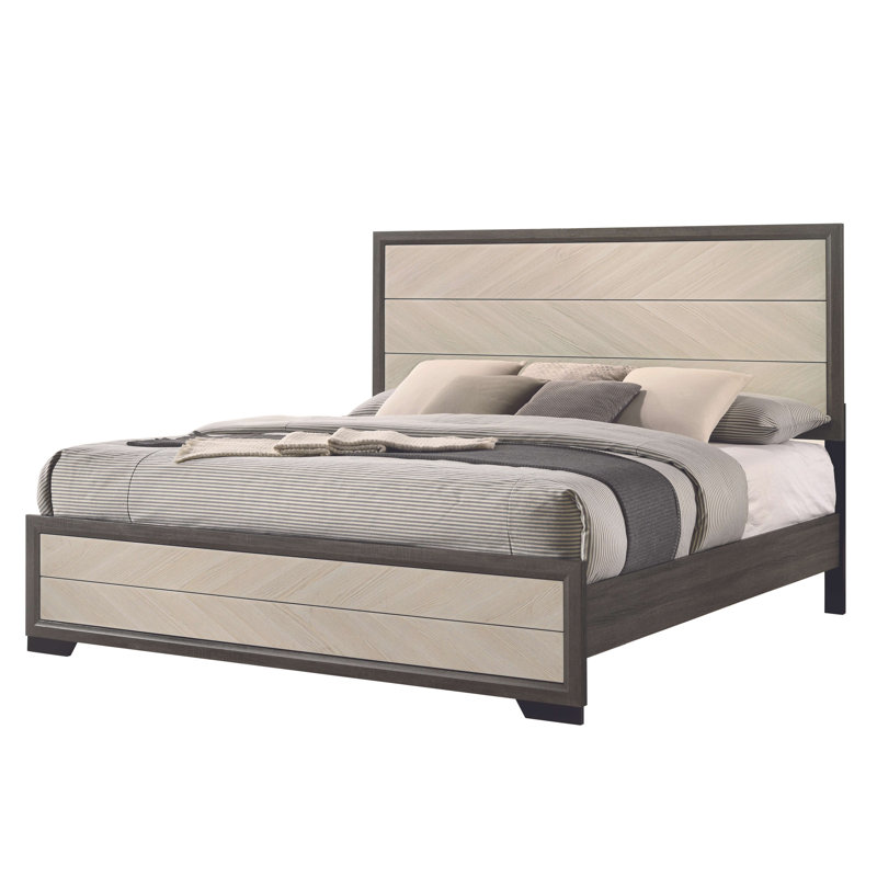 Ensemble de chambre à coucher 3 pièces Visalia - Lit très grand avec commode et miroir, Très grand lit