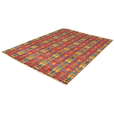 Tapis de bois one-of-kind-noué la 2010 goliath rouge/jaune 8 pi 10 po x 12 pi Céline