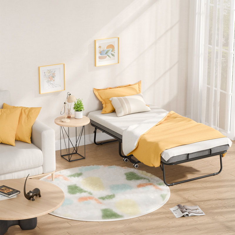 Lit pliant pliant avec matelas en mousse à mémoire de forme de 5 pouces | Lit pliable portatif 38 po | Structure en métal robuste | Capacité de 650 lb | Conception peu encombrante