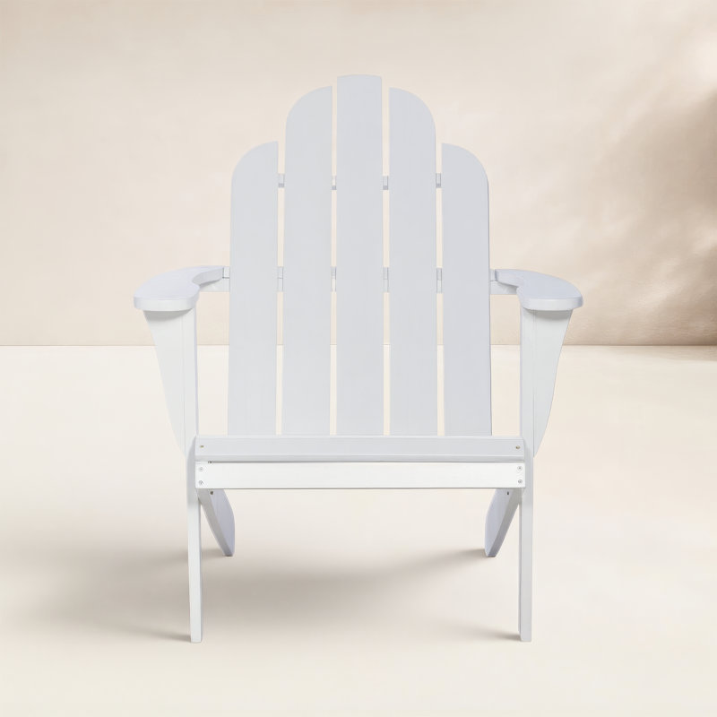 Chaise Adirondack en bois massif avec repose-pieds Langport, Blanc