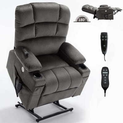 Fauteuil inclinable en chenille à deux moteurs avec position infinie jusqu'à 350 lb, mécanisme de mouvement robuste avec massage par vibration à 8 points et chauffage lombaire, deux porte-gobelets