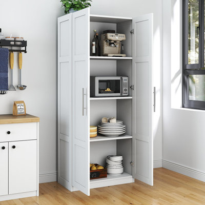 Armoire pour garde-manger, armoires de rangement pour garde-manger avec 2 portes et 3 tablettes, armoire de rangement pour garde-manger blanche, armoire pour la cuisine, la salle à manger et le salon.