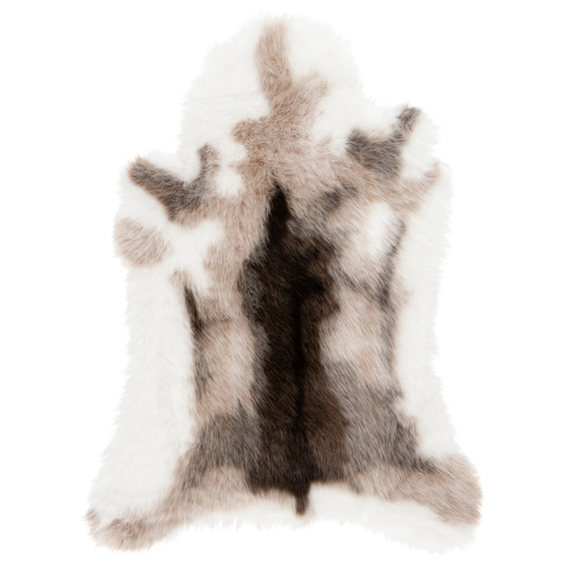 Tapis ivoire / brun en fausse peau de mouton 116, Novateur 3 pi x 5 pi