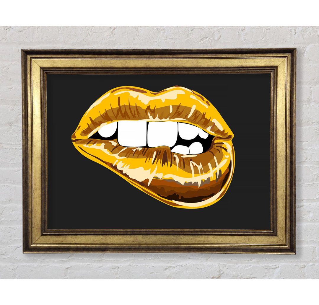 Gold Lip Bite - Einzelner Bilderrahmen Kunstdrucke