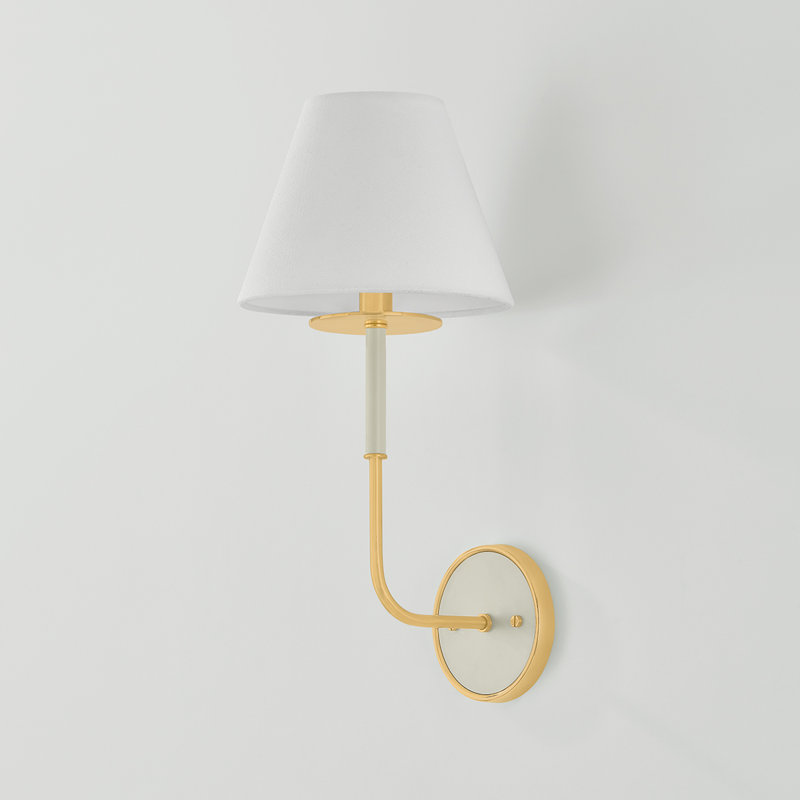 Wedgewood Wall Sconce in Aged Brass and Off-White by Mark D. Sikes, Gold