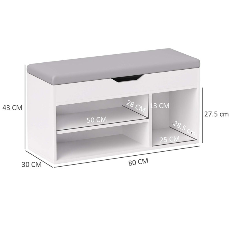 7 Pair Shoe Storage Bench, White
