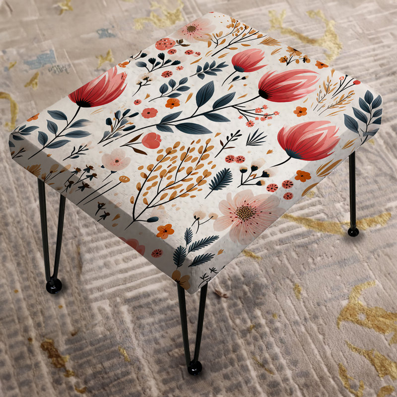 Rustic Pink Garden Charm Floral Pattern - Floral Rectangle Ottoman