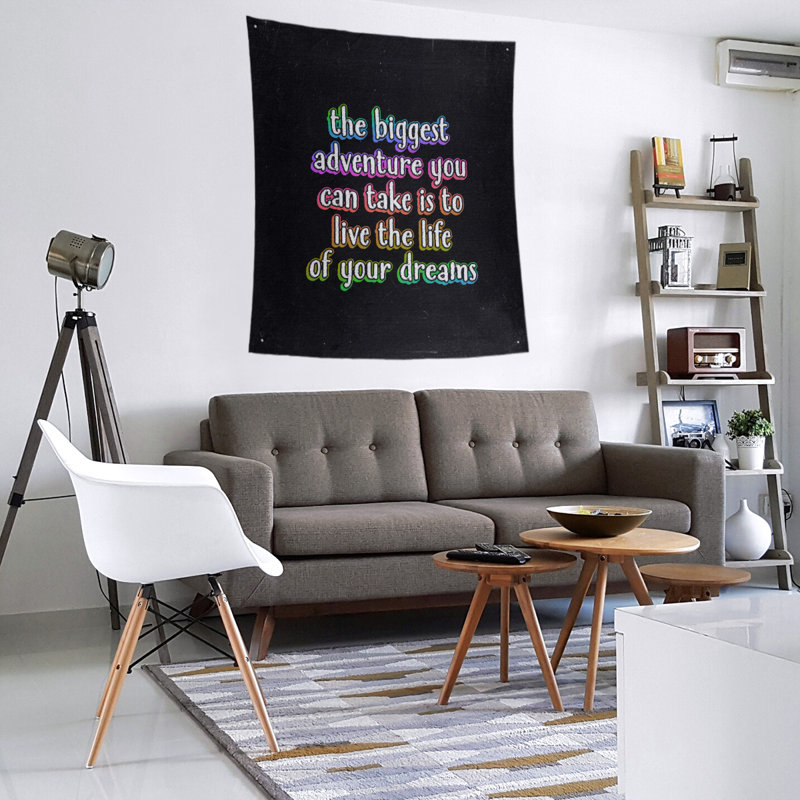 Tapisserie tableau noir en polyester le plus grand de la citation adventure, H 80 po x l 68 po, Arc-en-ciel
