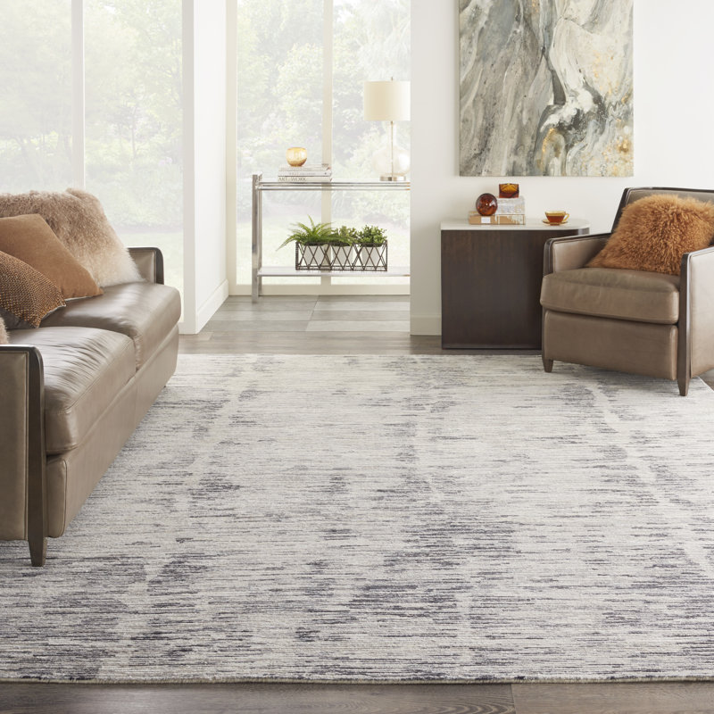 Tapis d'intérieur moderne gris anthracite Nourison Ocean 9 pi 9 po x 13 pi 9 po, Crème, Rectangle 9 pi 9 po x 13 pi 9 po