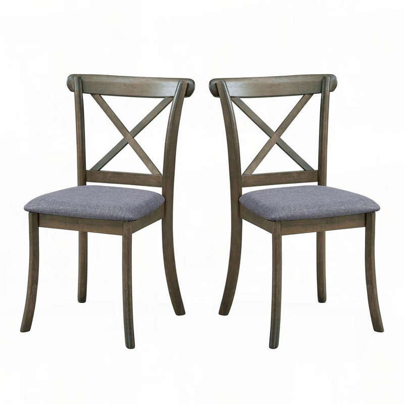 Wood Farmhouse Upholstered Kitchen Side Dining Chairs, Purple, Oak