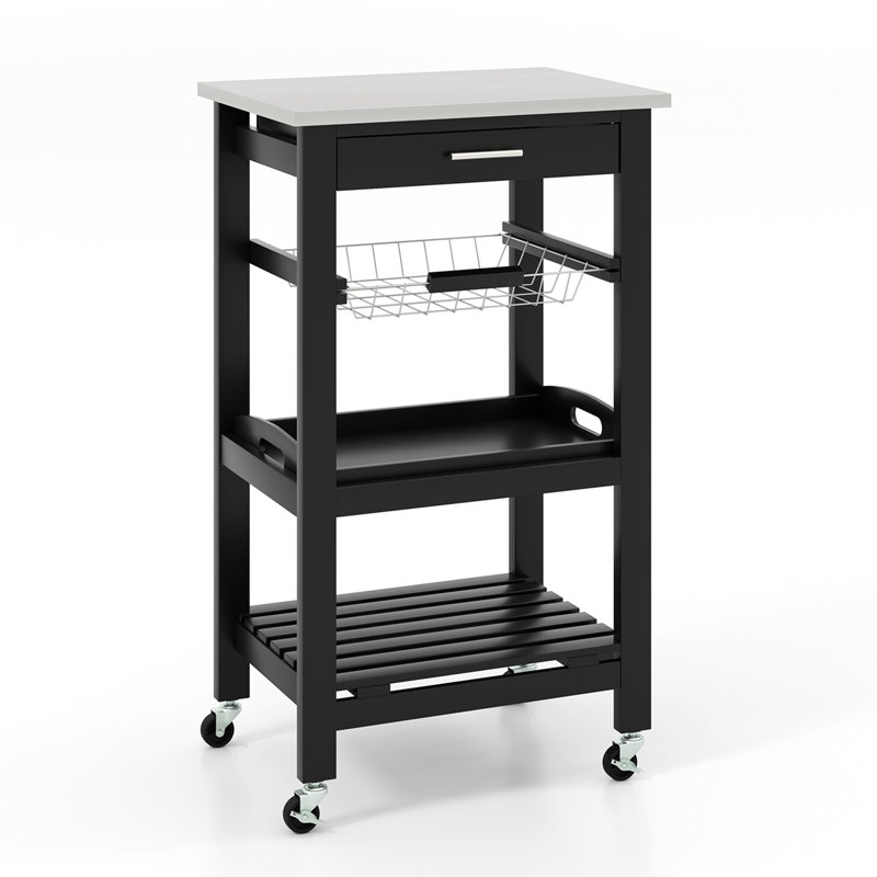 Maniteau Kitchen Cart, Black/White