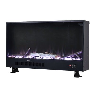 Belfry Heating 83 cm W Black Recessed Wall Mounted Electric Fireplace with 5120 BTU