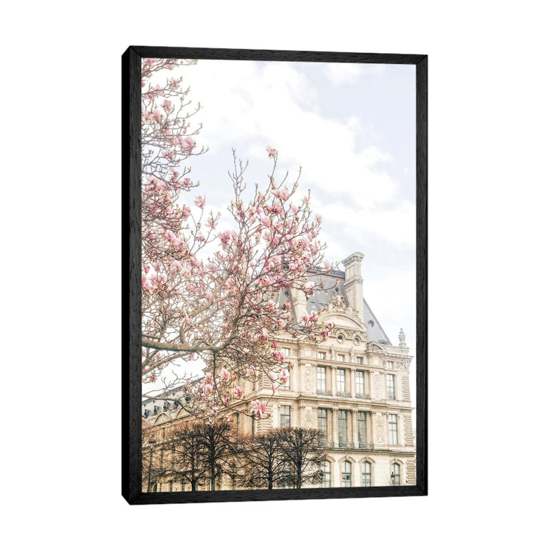 Paris Magnolia - Painting on Canvas, 101.6cm H x 66.04cm W x 3.81cm D, Black Framed