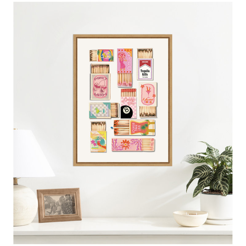 Reproduction d'art sur toile encadrée, "Vintage rose matchboxes" par Honey Island Studio