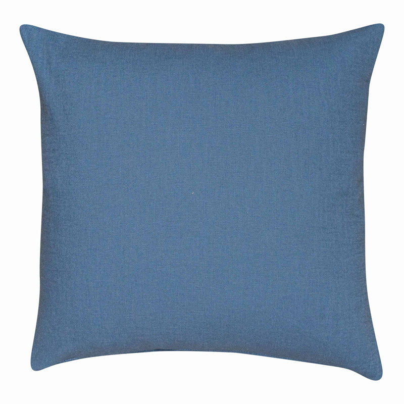 100% Linen Cushion Cover in Denim Blue, 43x43cm, Feather filled