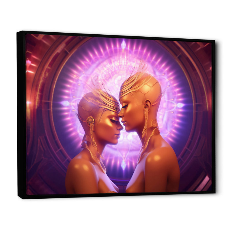 «Goddess Couple Divine Love», reproduction sur toile encadrée, H 16 po x l 32 po x P 1 po, Cadre flottant noir