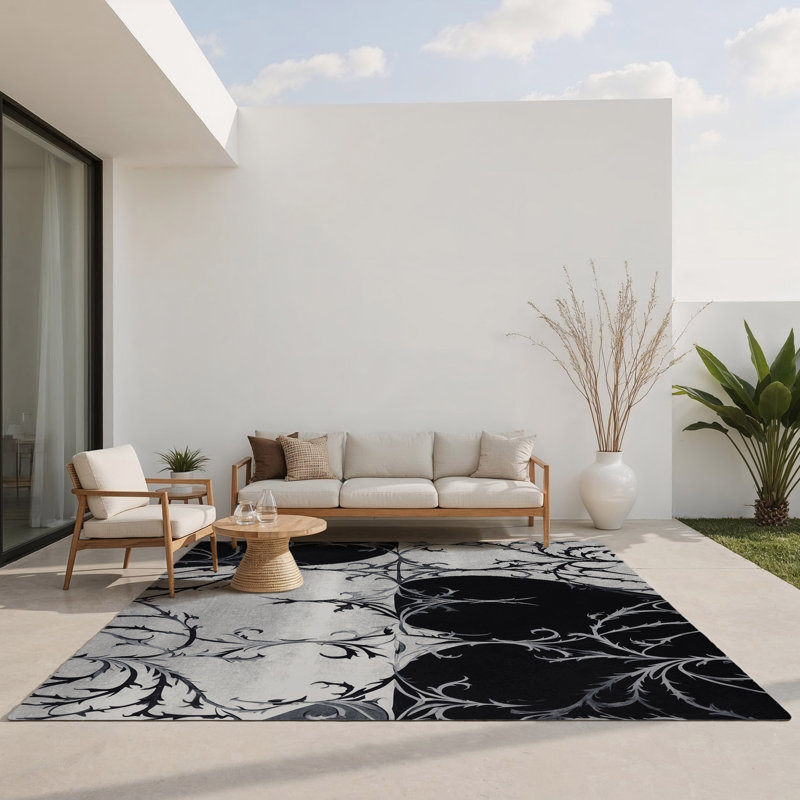 Tapis intérieur et extérieur Pewter, Rectangle 1 pi 6 po x 2 pi 6 po
