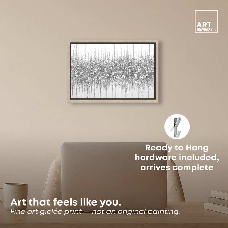 «Gray Lines Inspo» par Art Remedy, cadre en chêne naturel, 15 x 10, Natural Oak Frame, H 11 po x l 16 po
