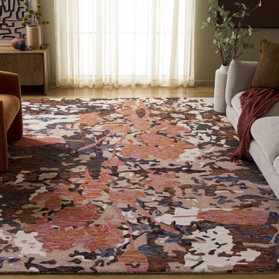 Tapis rose / ivoire en laine / coton touffeté à la main Blossom