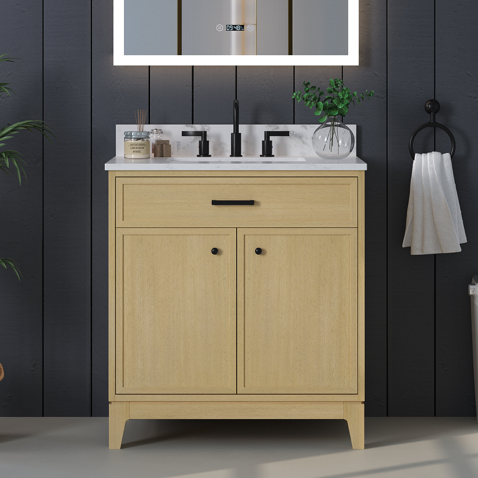 Ebern Designs 30'' Free Standing Bathroom Vanity Set with Engineered ...
