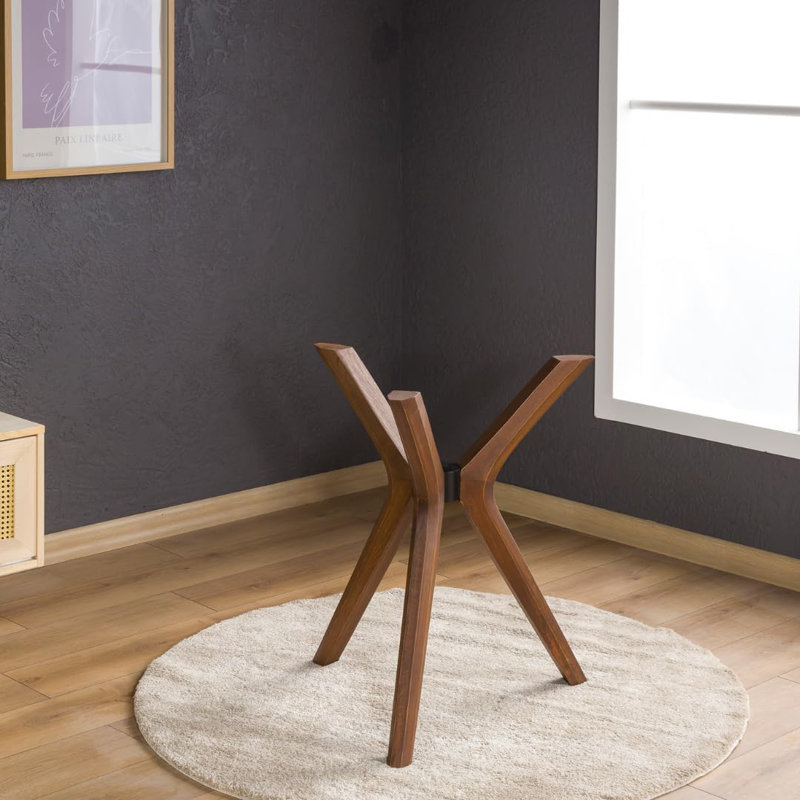 Base de table de salle à manger Mid-Century moderne en bois de noyer avec piédestal
