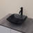 16 in. x 16 in. Black Clear Glass Rectangular Vessel Basin Glass Circular Bathroom Sink with Black Pop-up Drain