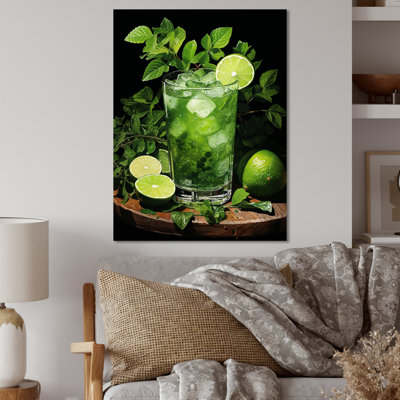 «Green Tropical Lime Cocktail I», art mural en métal