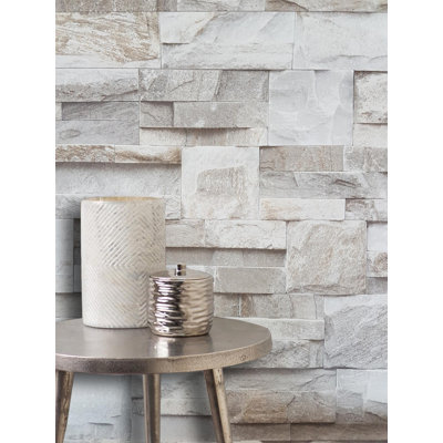 3D Slate Stone Brick Effect Wallpaper Realistic Textured Vintage Grey/Rock