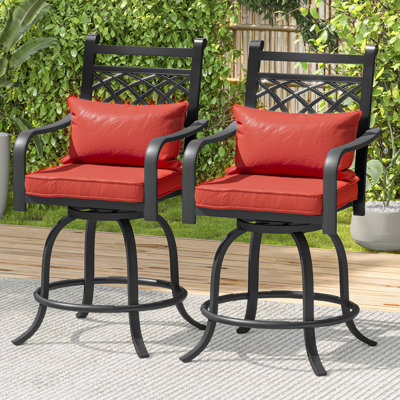 Soline Enlarged 29" W Metal Outdoor Counter height Armchair with Cushion