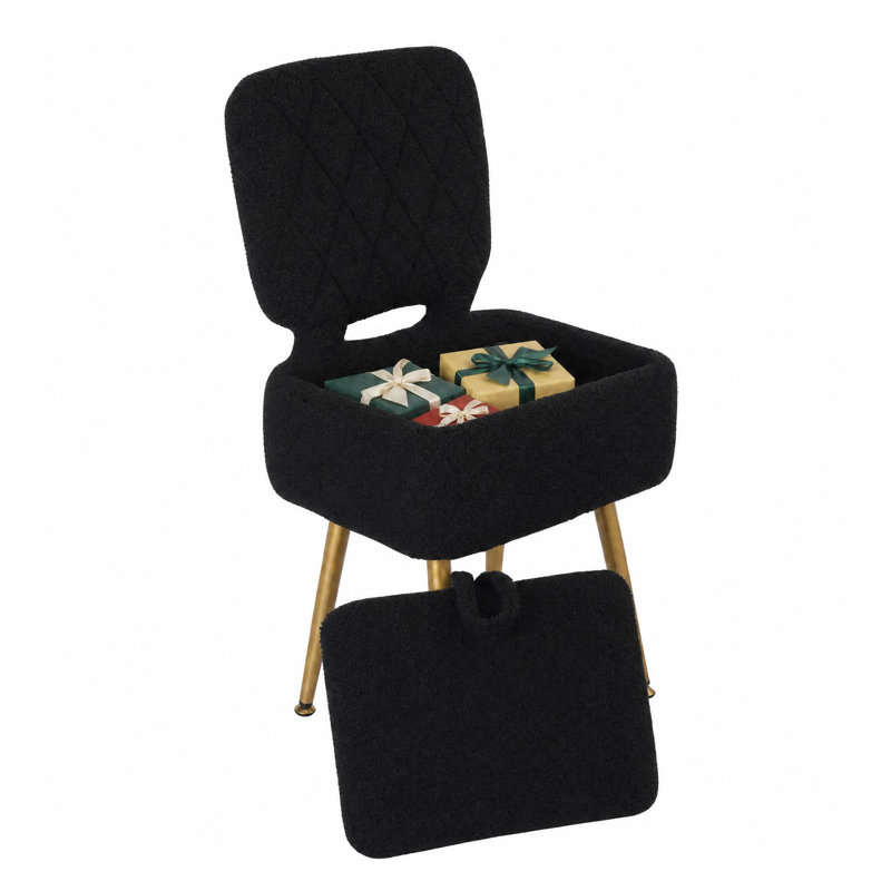 Tabouret de coiffeuse avec rangement, fauteuil de maquillage à dossier pliable, siège rembourré en molleton doux, tabouret compact pour chambre à coucher, dortoir, petits espaces