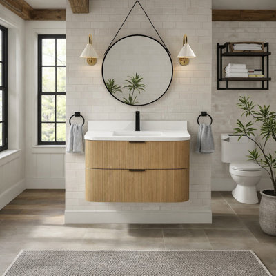Bulloch 36'' Single Bathroom Vanity With Engineered Quartz Top