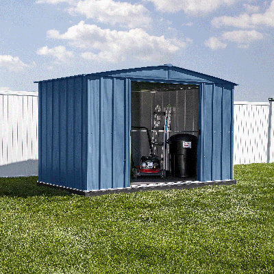 Remise de rangement classique en acier, 8 x 8, bleu gris