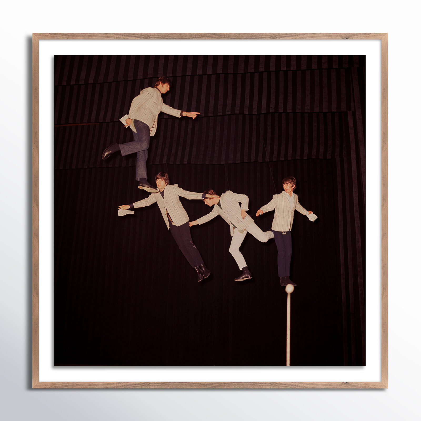The Beatles Rehearse by Getty Images, Rustic Walnut Framed, 24" H x 24" W