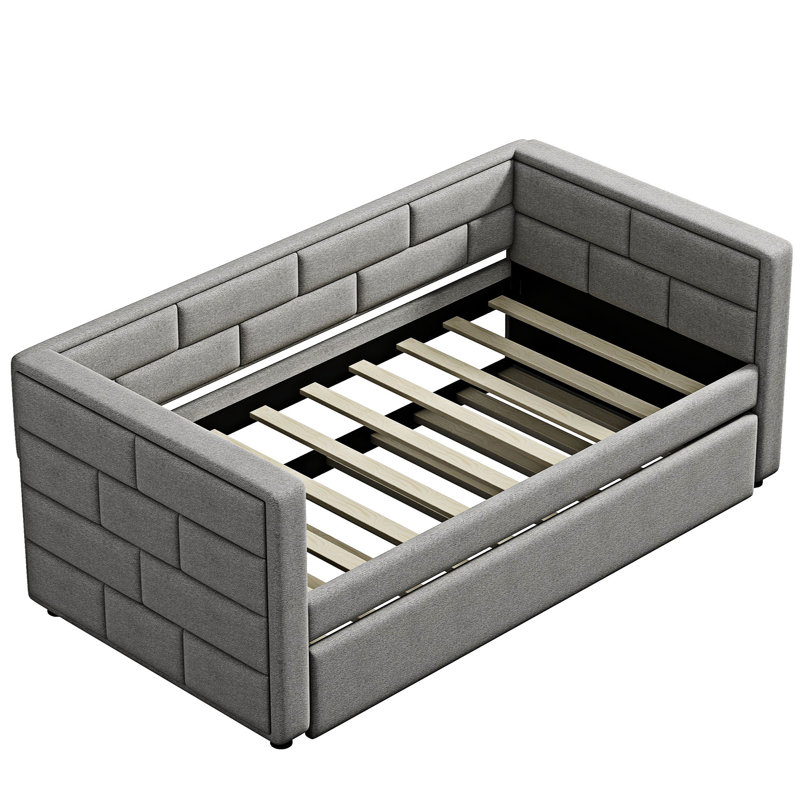 Upholstered Daybed with Trundle Bed